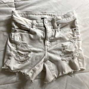 American Eagle Outfitters Women's White Distressed Shorts